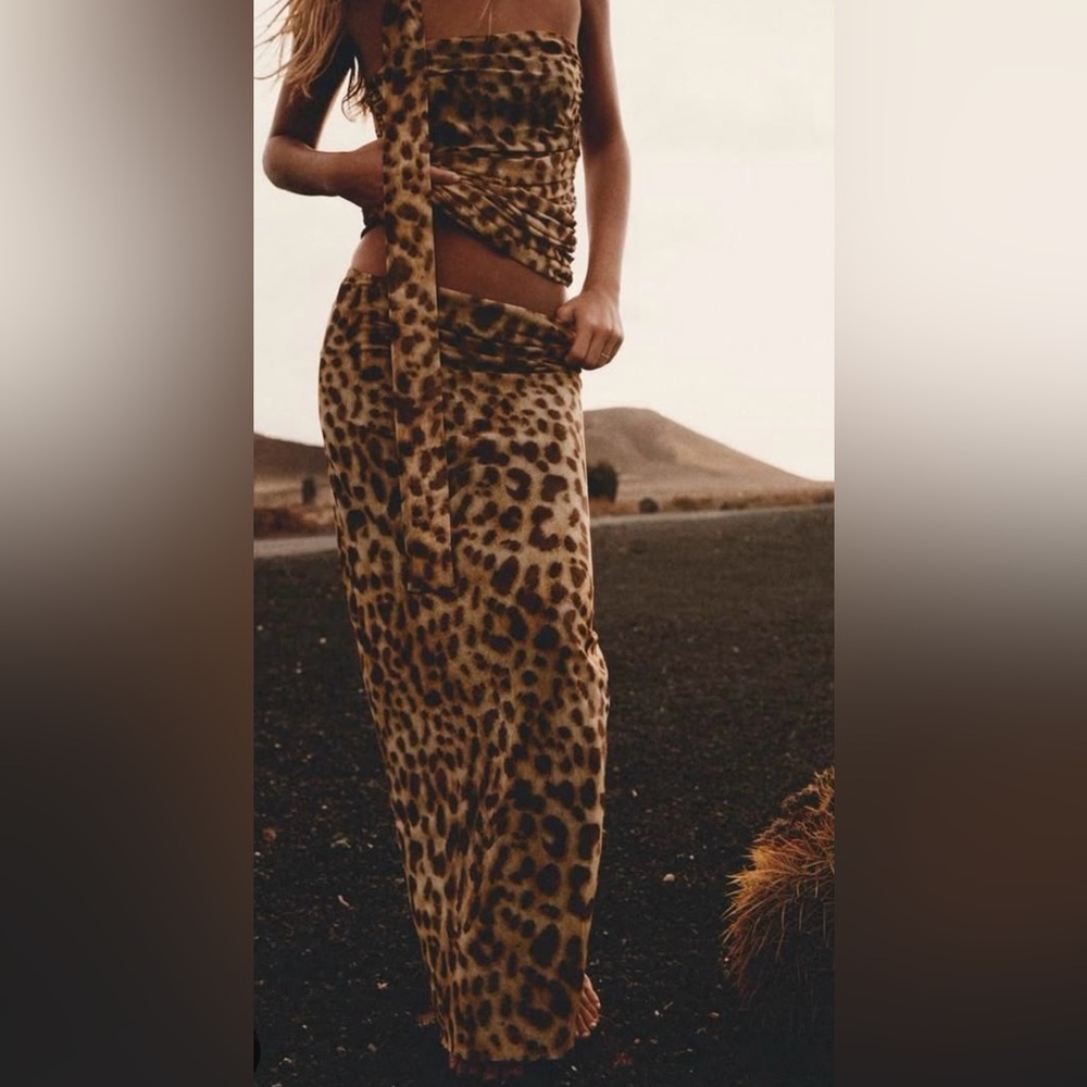 Zara Brown Tan Maxi Pencil Skirt Wrap